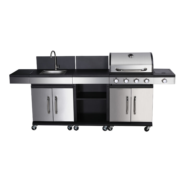 Outdoor Kitchen Multi 4 Burner Gas BBQ အသားကင်